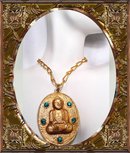 Vintage Jeweled Buddha Necklace Large Chinese Oriental Rhinestone Asian Pendant