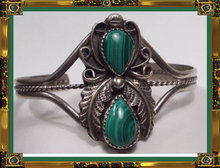 Vintage SIGNED Sterling Malachite bracelet
