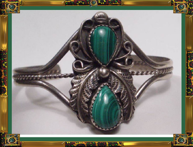 Vintage SIGNED Sterling Malachite bracelet