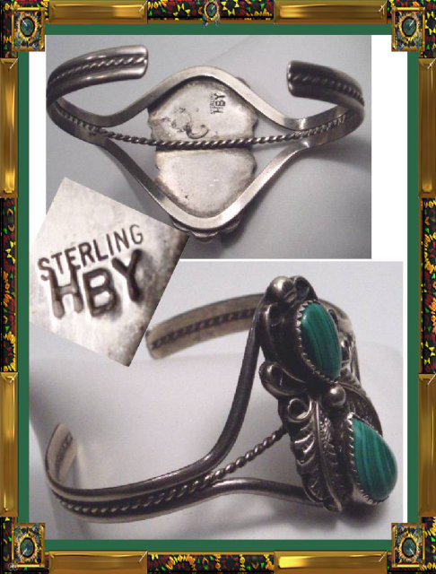 Vintage SIGNED Sterling Malachite bracelet