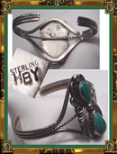Vintage SIGNED Sterling Malachite bracelet