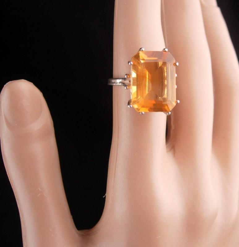 10CT Imperial Citrine ring / huge ring / size 6 1/2 / sterling cocktail ring / 13th 17th anniversary November gemstone sagittarius scorpio