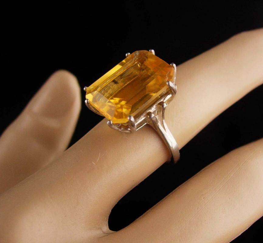 10CT Imperial Citrine ring / huge ring / size 6 1/2 / sterling cocktail ring / 13th 17th anniversary November gemstone sagittarius scorpio
