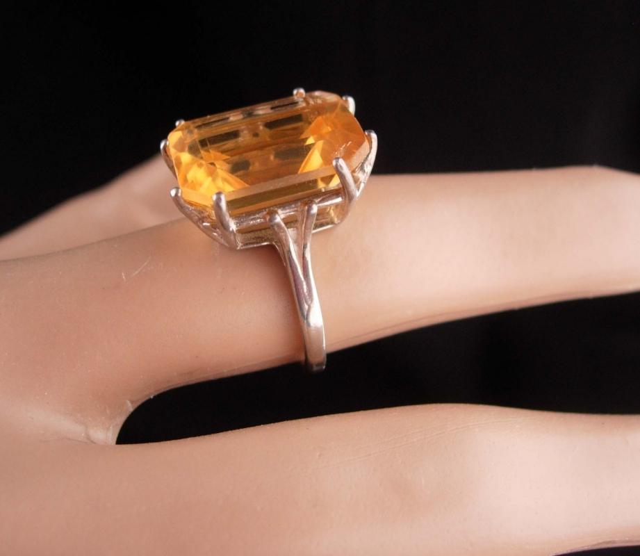 10CT Imperial Citrine ring / huge ring / size 6 1/2 / sterling cocktail ring / 13th 17th anniversary November gemstone sagittarius scorpio