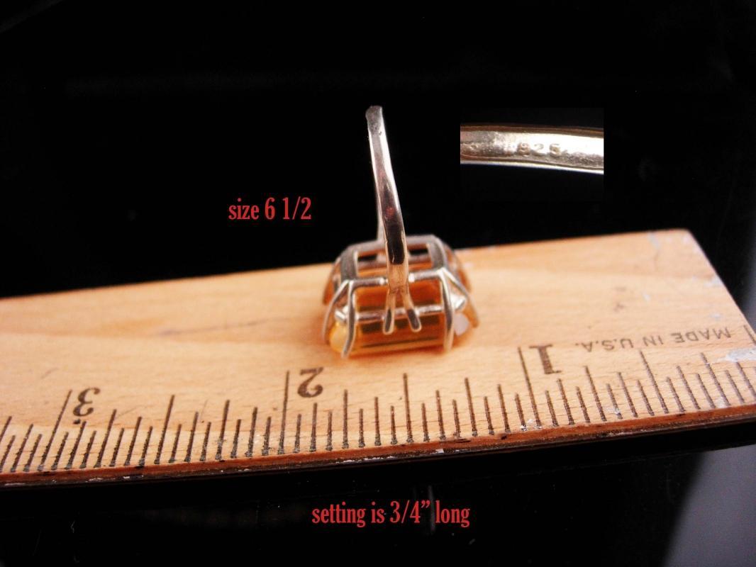 10CT Imperial Citrine ring / huge ring / size 6 1/2 / sterling cocktail ring / 13th 17th anniversary November gemstone sagittarius scorpio