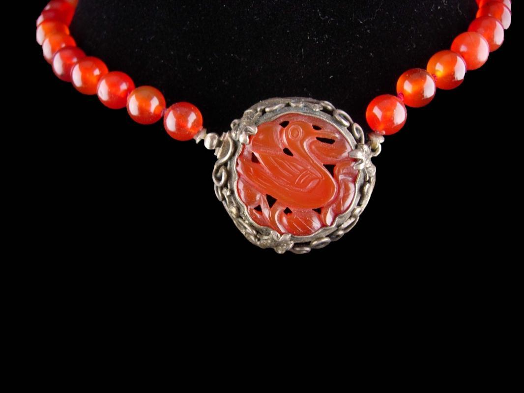 19th CENTURY DRAGON choker / antique SNAKE Necklace / vintage Carnelian Chimera / Antique jewelry / asian carved clasp / chinese oriental