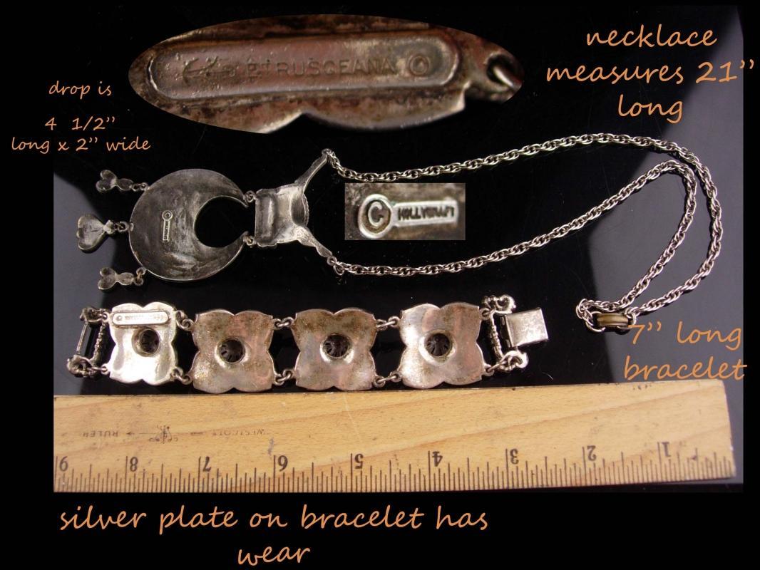 Vintage Etruscan necklace / etrusceana bracelet / hollycraft gypsy necklace / egyptian revival jewelry / silver ethnic necklace