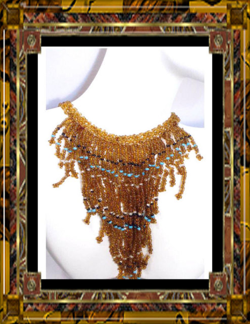 Dripping GLASS FRINGE fancy exotic necklace