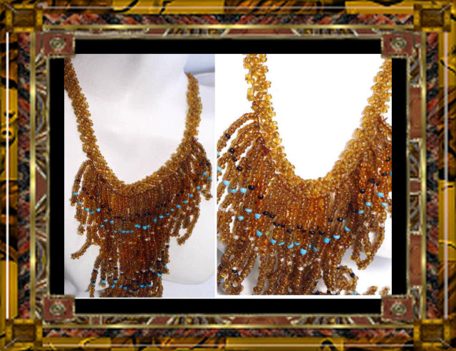 Dripping GLASS FRINGE fancy exotic necklace