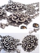GRAND Vintage VIctorian Necklace with bookchain Paste brilliants Girandole drops
