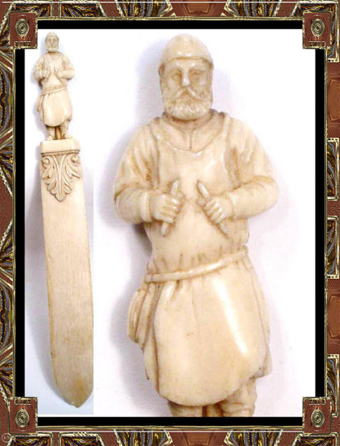 18th CENTURY IVORY Figural MONK Page turner