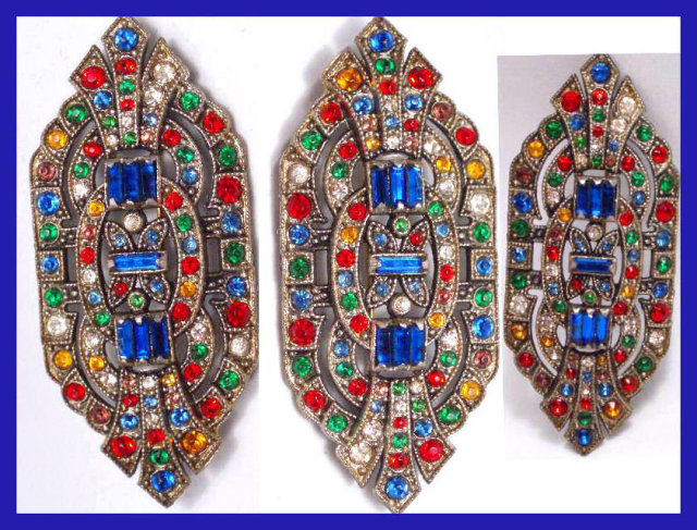 Antique Czech STUNNING deco GLASS Sash PIN
