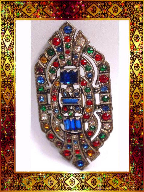 Antique Czech STUNNING deco GLASS Sash PIN