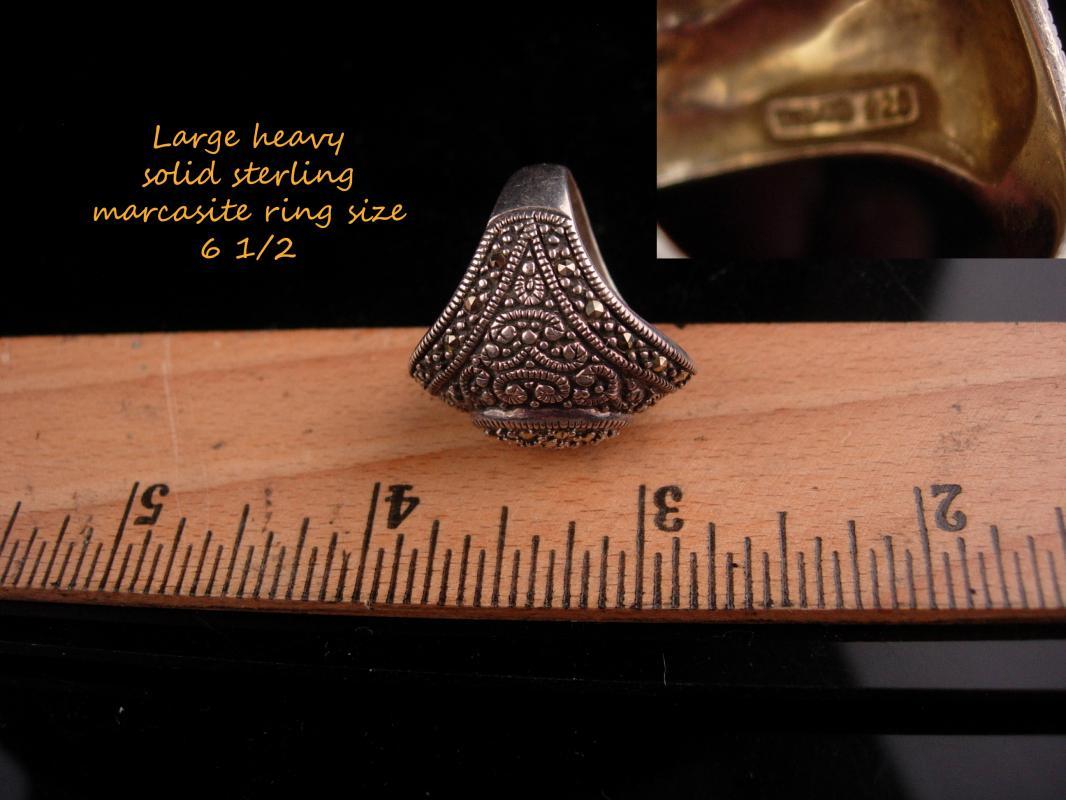 Stunning Renaissance revival Ring / Huge gothic marcasite setting / vintage solid sterling statement ring / spanish victorian / size 5 1/2