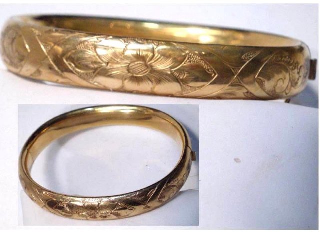 Victorian Gold filled fancy bangle bracelet