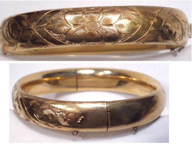 Victorian Gold filled fancy bangle bracelet