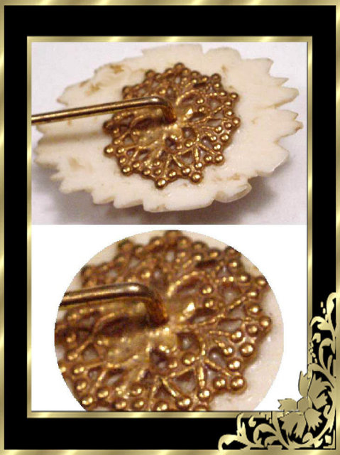 ANtique Victorian carved Ivory genuine gemstone lion head stick pin
