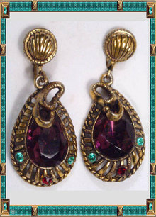 Vintage Edwardian Jeweled Snake drop earrings