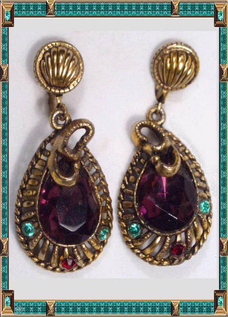 Vintage Edwardian Jeweled Snake drop earrings