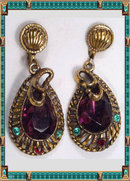 Vintage Edwardian Jeweled Snake drop earrings