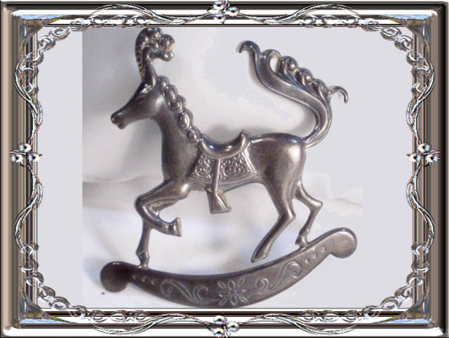 Vintage sterling Carousel Horse brooch signed Figural