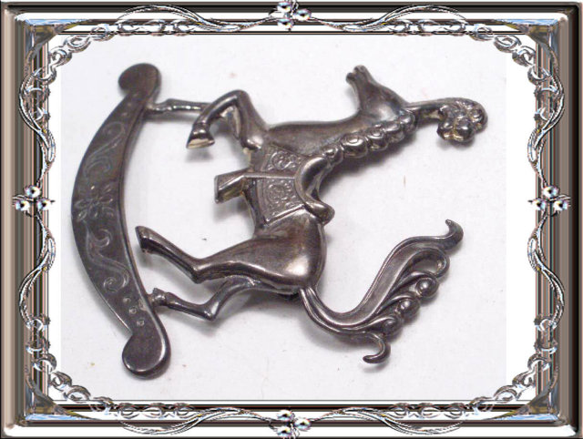 Vintage sterling Carousel Horse brooch signed Figural