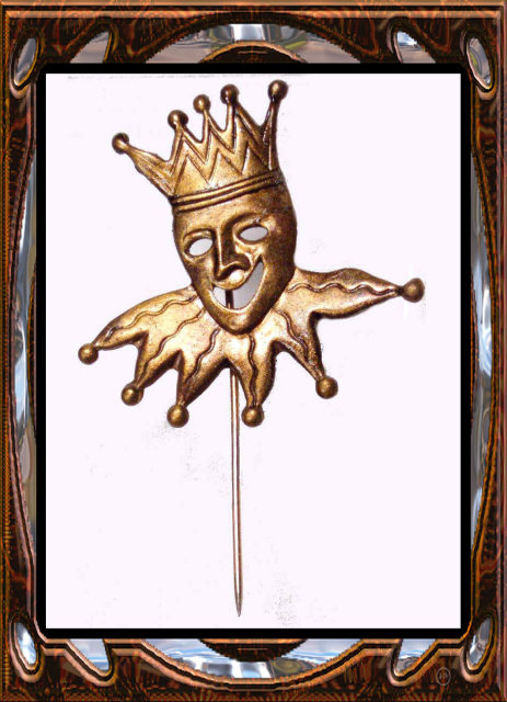Vintage JESTER enamel masquerade stickpin
