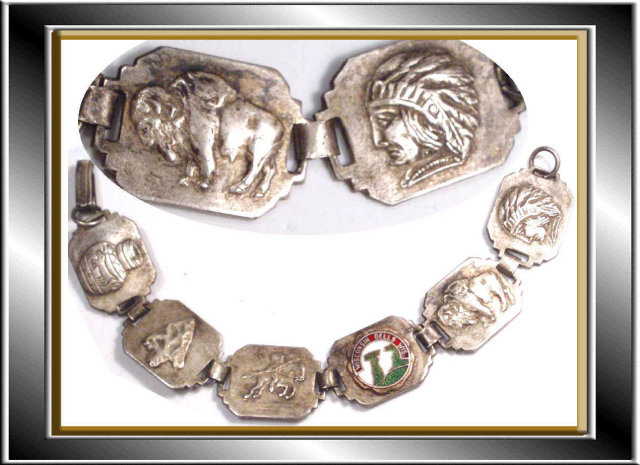 Vintage INDIAN Figural Enamel OLD Bracelet