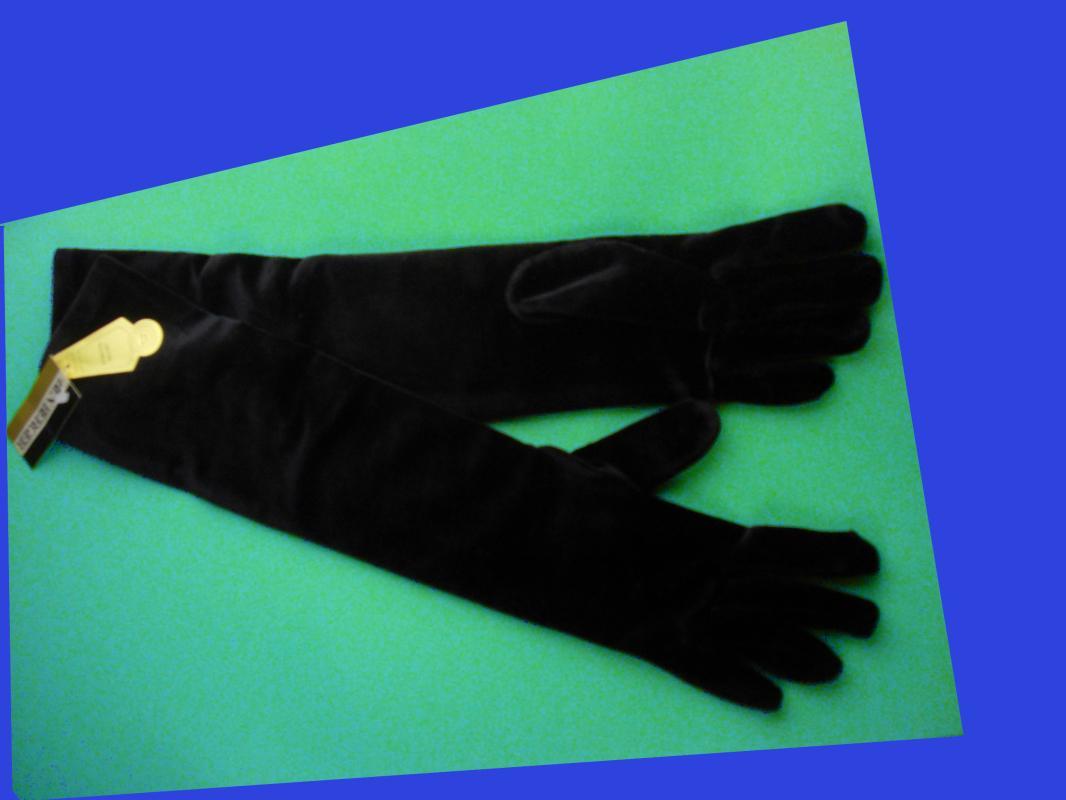 Vintage long velvet gloves - Ben Berger - original tags - 16