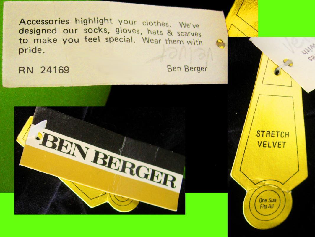 Vintage long velvet gloves - Ben Berger - original tags - 16