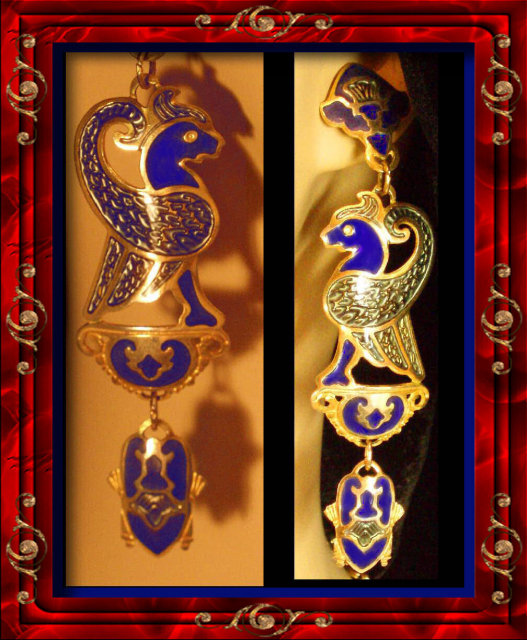 EXOTIC DECO Enamel Scarab earrings necklace
