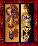 EXOTIC DECO Enamel Scarab earrings necklace