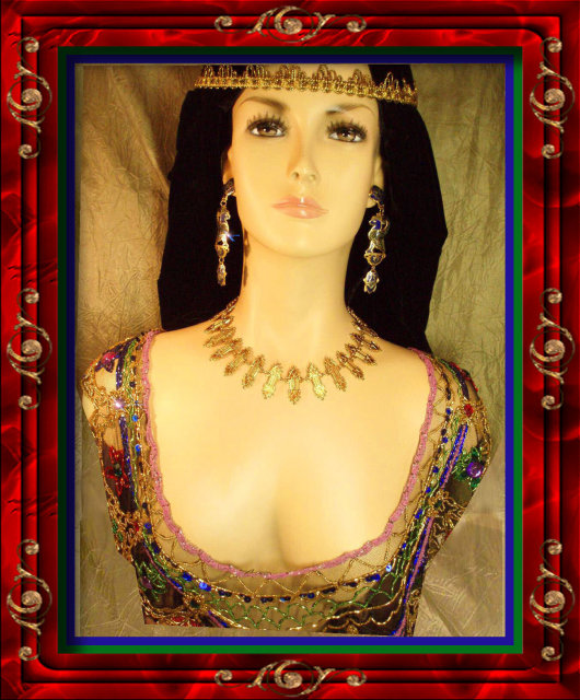 EXOTIC DECO Enamel Scarab earrings necklace