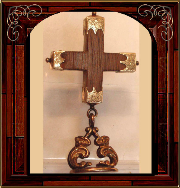 Antique 14kt rose GOLD Victorian Cross Fob Brooch Victorian 1800's religious jewelry fancy end caps