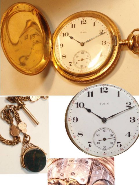 1898 ELGIN 10kt rose gold Pocketwatch & FOb