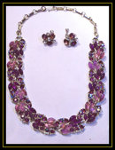 Glitz Vintage Fruit salad SIGNED PURPLE Parure