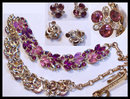 Glitz Vintage Fruit salad SIGNED PURPLE Parure