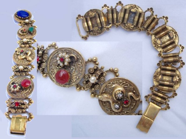 Gothic jewel snake Cameo bookchain bracelet