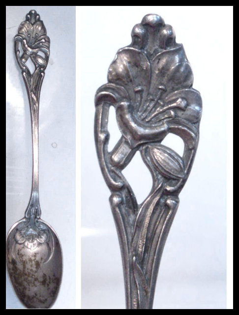 Antique memorial Calla lily Sterling demitasse Spoon