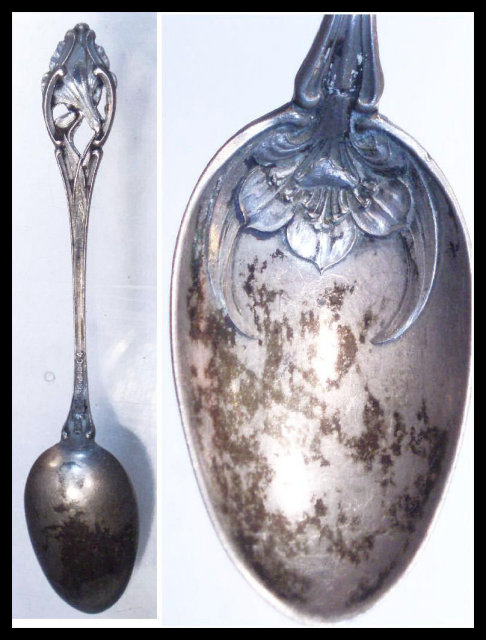 Antique memorial Calla lily Sterling demitasse Spoon