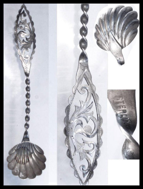 Antique sterling barley twist shell fancy spoon