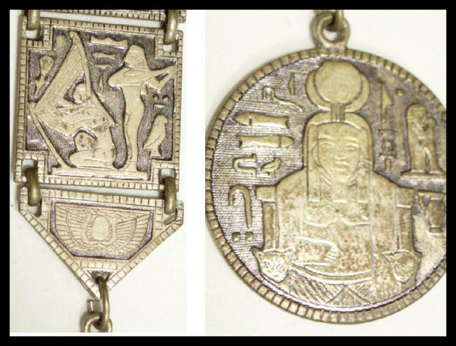 VIntage Grand tour Fob Egyptian Revival enamel watch fob