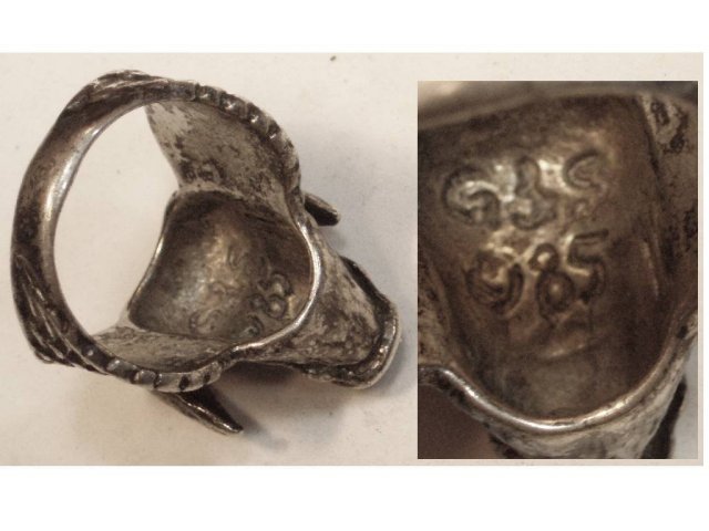 14gm STERLING Ring bizarre WILD BOAR PIG figural wings