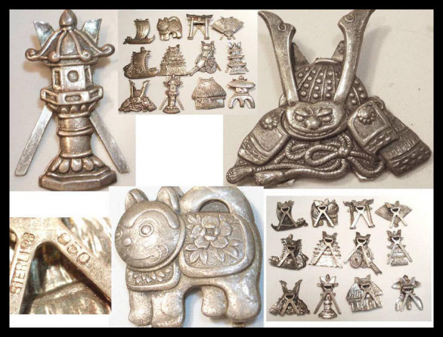 Vintage 12 sterling place card figural Holders