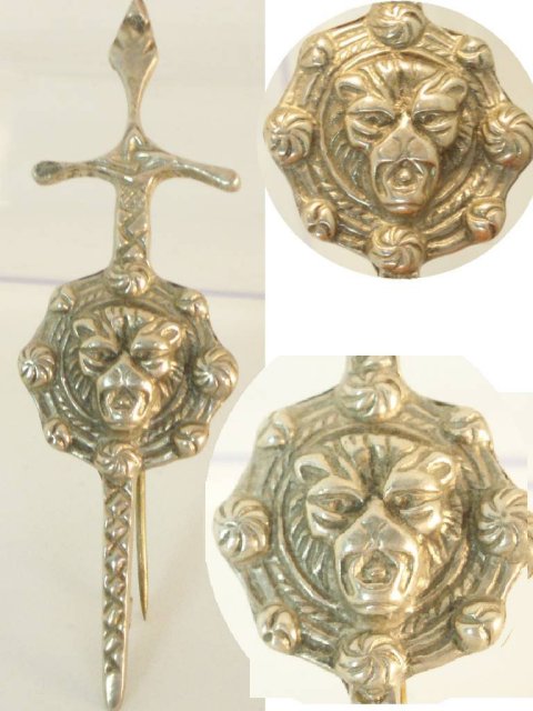 Victorian sterling hallmark LION SIGNED brooch