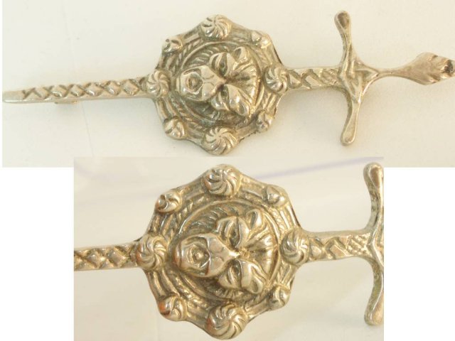 Victorian sterling hallmark LION SIGNED brooch
