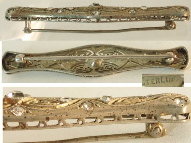 DECO vintage sterling bookpiece jewel brooch
