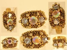 Glitzy Czech Rhinestone deco fancy band RING