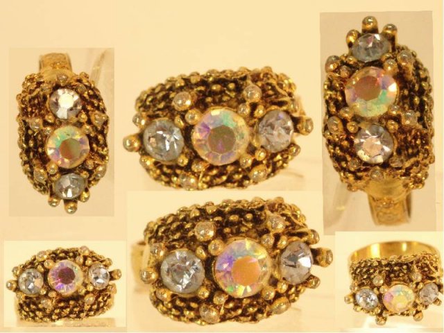 Glitzy Czech Rhinestone deco fancy band RING