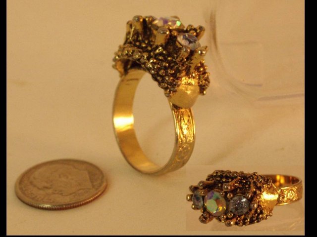Glitzy Czech Rhinestone deco fancy band RING